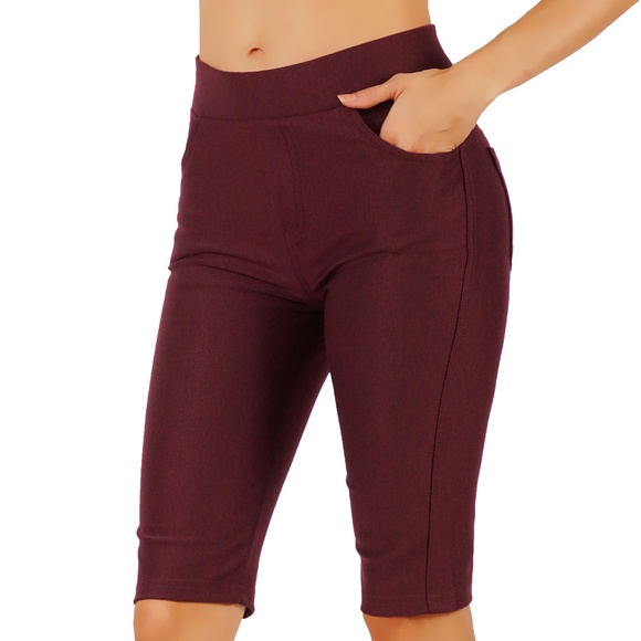 Ponte Knit Slim Fit Short Pull-Up Style Leggings - Picture 1 of 3